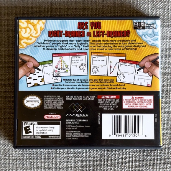 Left Brain Right Brain 2007 Nintendo DS Lite 3DS CIB Complete - Picture 5 of 6